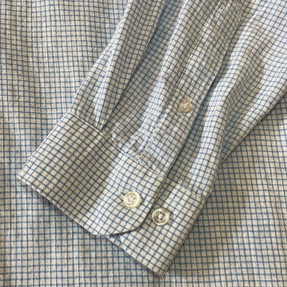 Collezione Cotton Shadow Check Long Sleeve Button Down Shirt - White/Blue - Picture 5 of 13